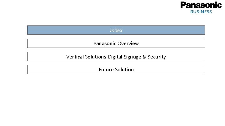 Index Panasonic Overview Vertical Solutions-Digital Signage & Security Future Solution 