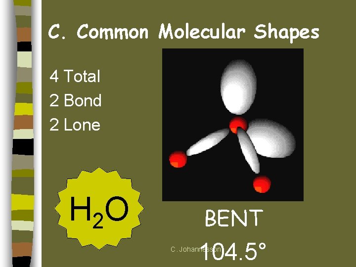 C. Common Molecular Shapes 4 Total 2 Bond 2 Lone H 2 O BENT