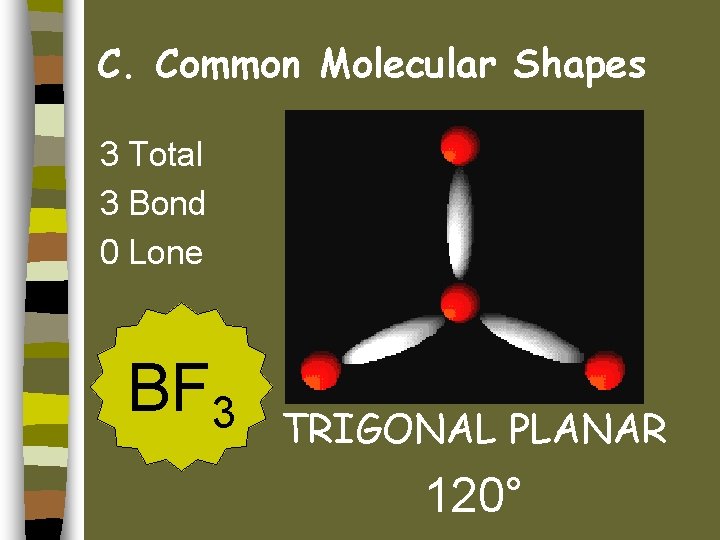 C. Common Molecular Shapes 3 Total 3 Bond 0 Lone BF 3 TRIGONAL PLANAR