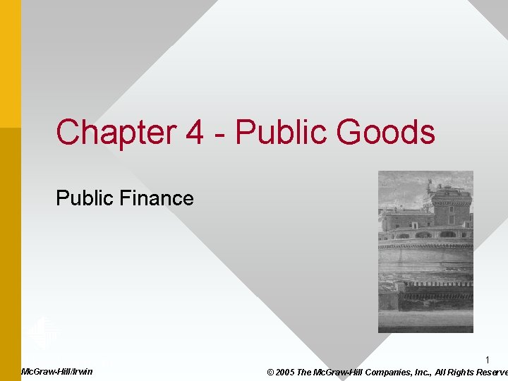 Chapter 4 - Public Goods Public Finance 1 Mc. Graw-Hill/Irwin © 2005 The Mc.