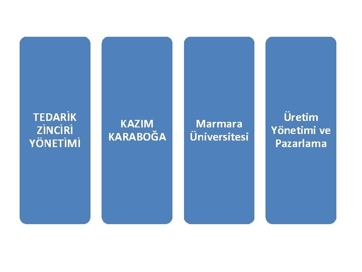 TEDARİK ZİNCİRİ YÖNETİMİ KAZIM KARABOĞA Marmara Üniversitesi Üretim Yönetimi ve Pazarlama 