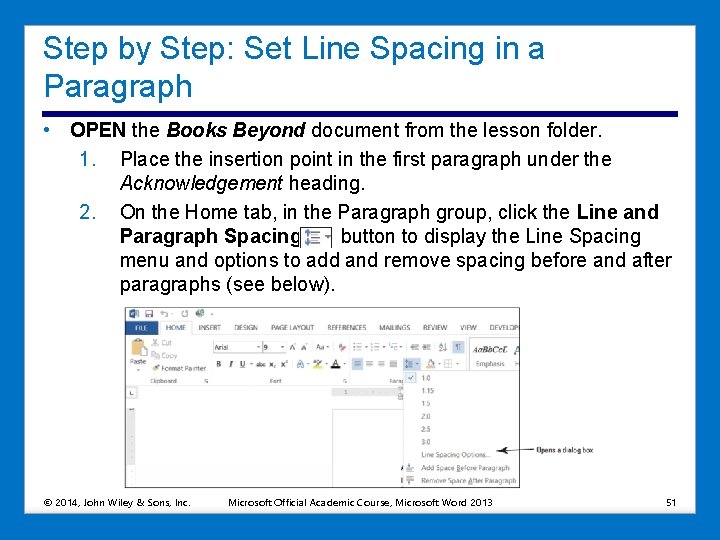 Step by Step: Set Line Spacing in a Paragraph • OPEN the Books Beyond