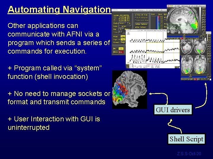 Automating Navigation Other applications can communicate with AFNI via a program which sends a