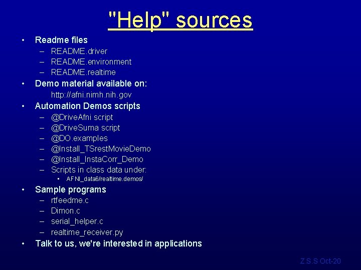 "Help" sources • Readme files – README. driver – README. environment – README. realtime