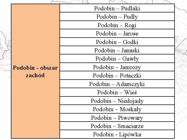 Podobin - obszar zachód Podobin – Pudlaki Podobin – Pudły Podobin – Rogi Podobin