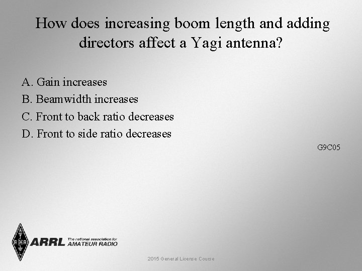 How does increasing boom length and adding directors affect a Yagi antenna? A. Gain