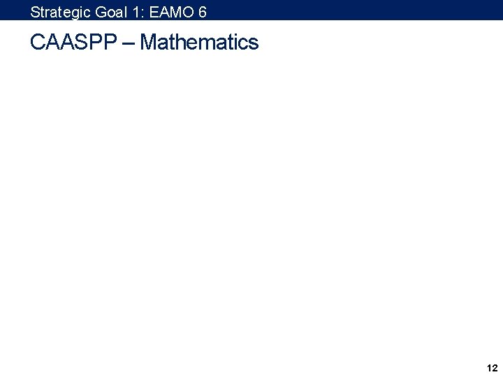 Strategic Goal 1: EAMO 6 CAASPP – Mathematics 12 