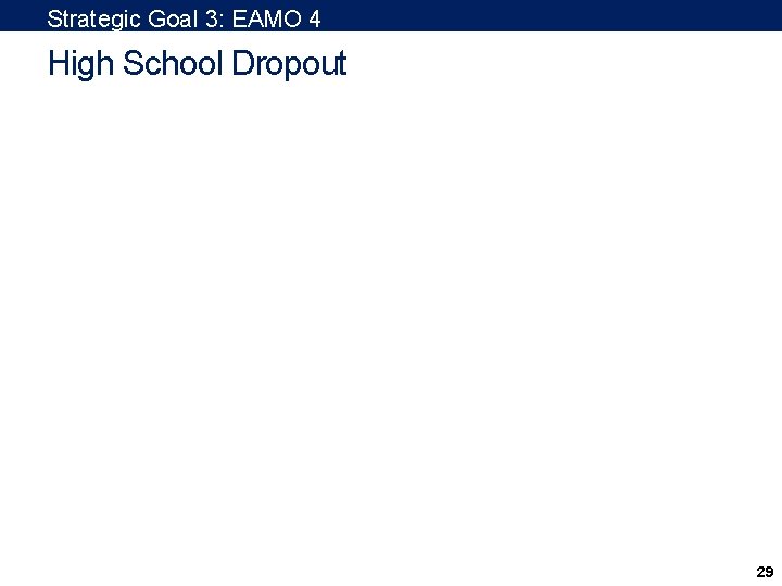 Strategic Goal 3: EAMO 4 High School Dropout 29 