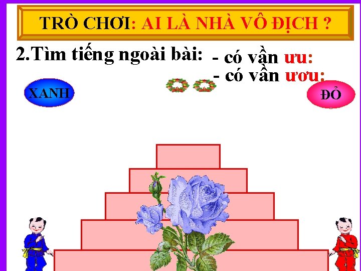 TRÒ CHƠI: AI LÀ NHÀ VÔ ĐỊCH ? 2. Tìm tiếng ngoài bài: -