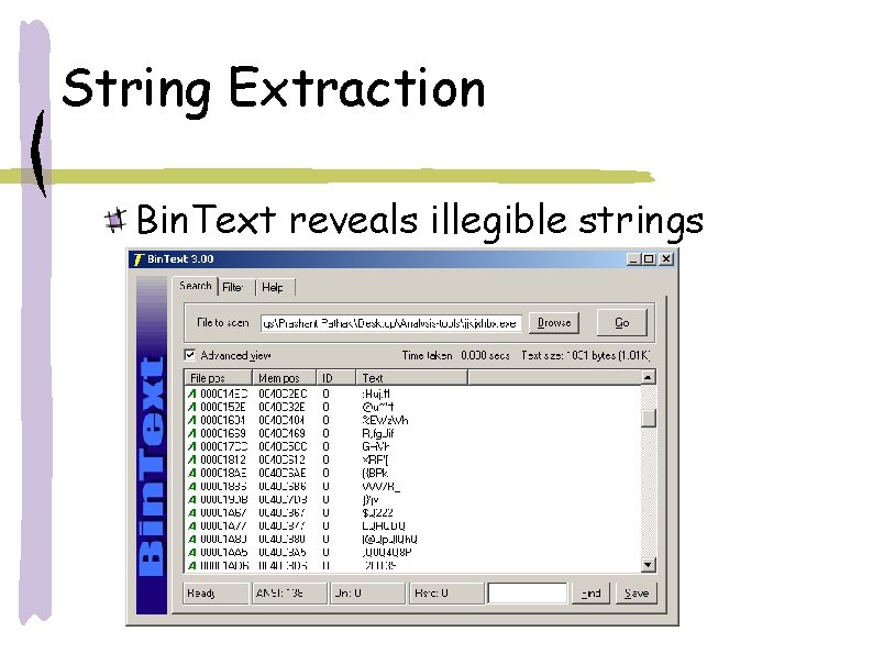 String Extraction Bin. Text reveals illegible strings String Extraction Bin. Text reveals illegible strings