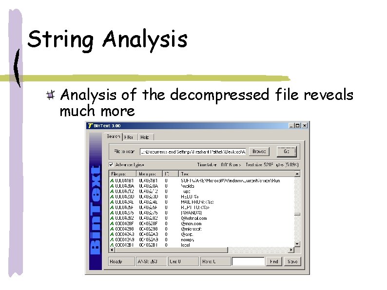 String Analysis of the decompressed file reveals much more String Analysis of the decompressed file reveals much more