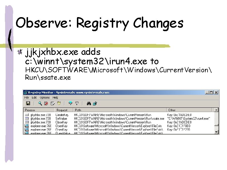 Observe: Registry Changes jjkjxhbx. exe adds c: winntsystem 32irun 4. exe to HKCUSOFTWAREMicrosoftWindowsCurrent. Version Observe: Registry Changes jjkjxhbx. exe adds c: winntsystem 32irun 4. exe to HKCUSOFTWAREMicrosoftWindowsCurrent. Version