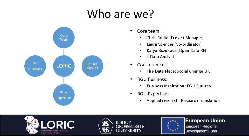 Who are we? • Core team: Core Team BGU Business LORIC • • Consultancies