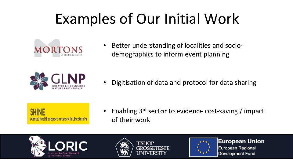 Examples of Our Initial Work • Better understanding of localities and sociodemographics to inform