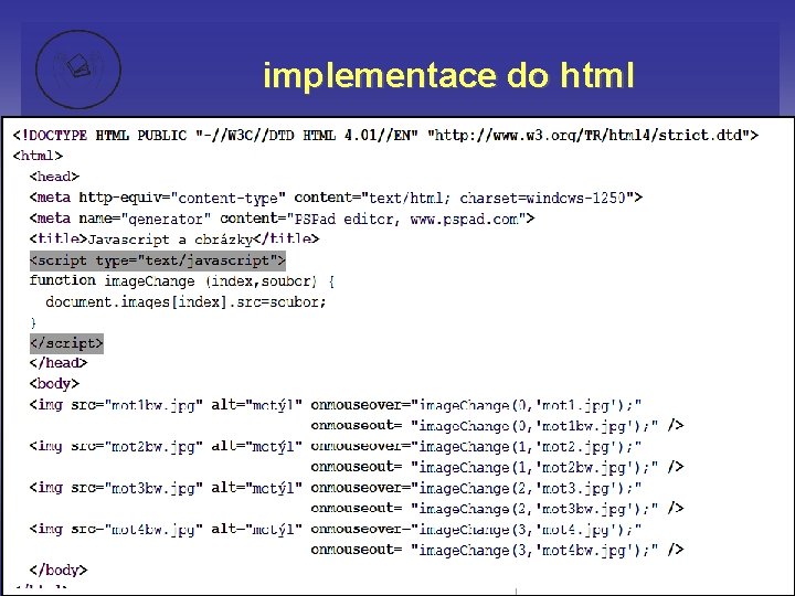 implementace do html 