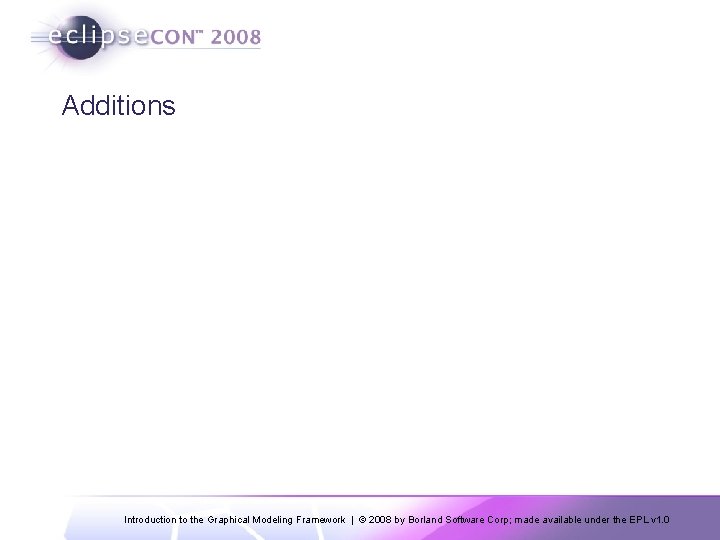 Additions Introduction to the Graphical Modeling Framework | © 2008 by Borland Software Corp;