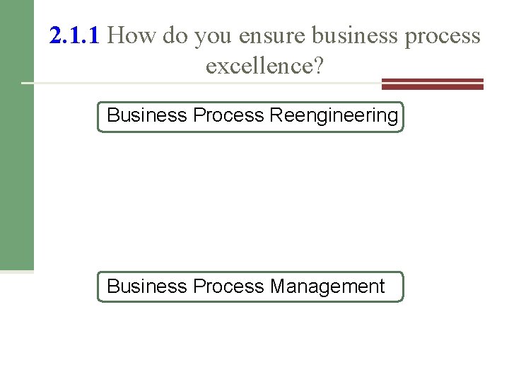 2. 1. 1 How do you ensure business process excellence? Business Process Reengineering Business 2. 1. 1 How do you ensure business process excellence? Business Process Reengineering Business