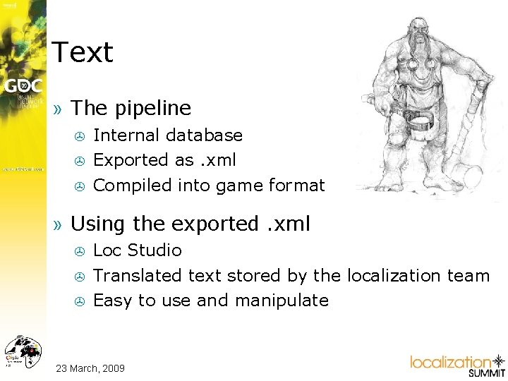 Text » The pipeline > > > Internal database Exported as. xml Compiled into