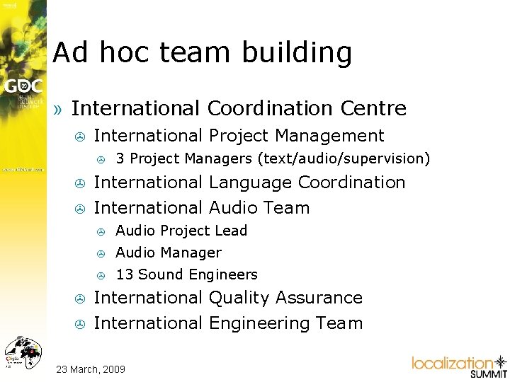 Ad hoc team building » International Coordination Centre > International Project Management > >