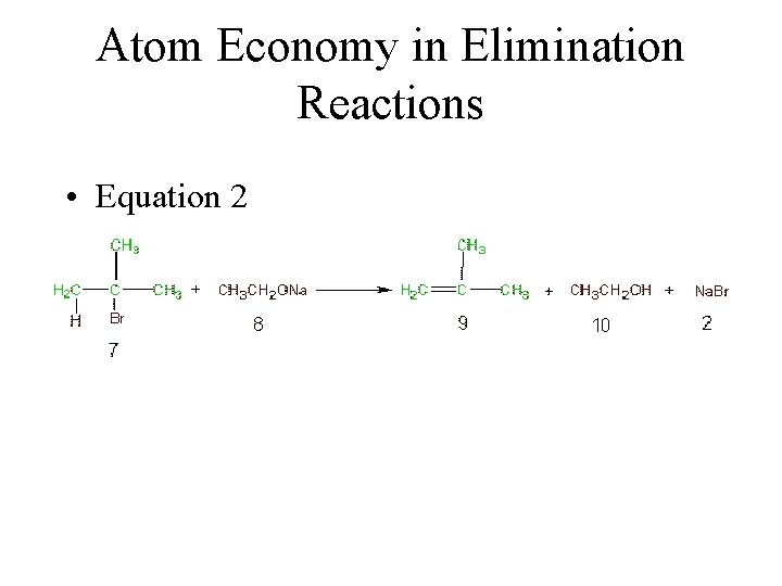 Atom Economy in Elimination Reactions • Equation 2 