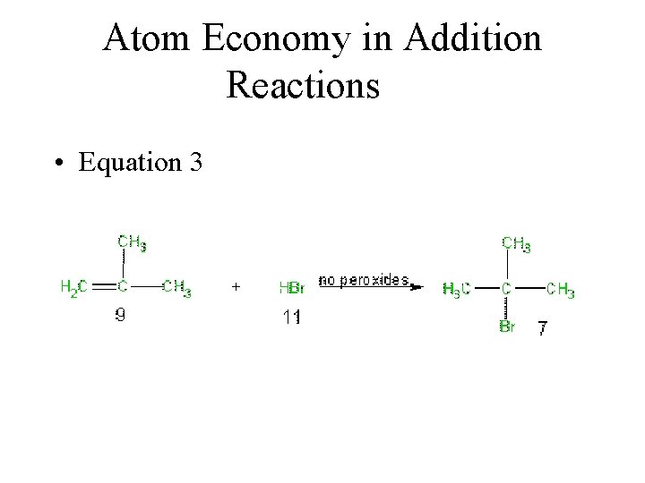 Atom Economy in Addition Reactions • Equation 3 