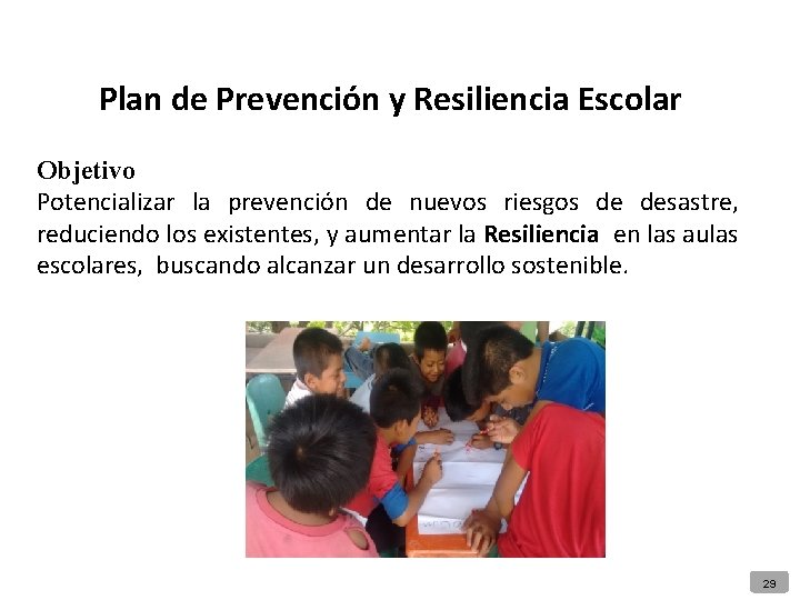 Plan de Prevención y Resiliencia Escolar Objetivo Potencializar la prevención de nuevos riesgos de