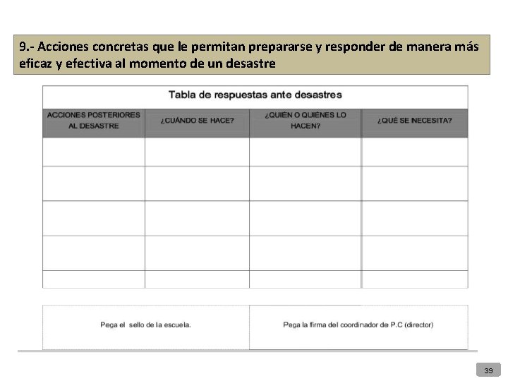 9. - Acciones concretas que le permitan prepararse y responder de manera más eficaz