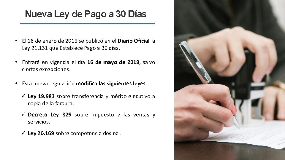 Nueva Ley de Pago a 30 Días • El 16 de enero de 2019