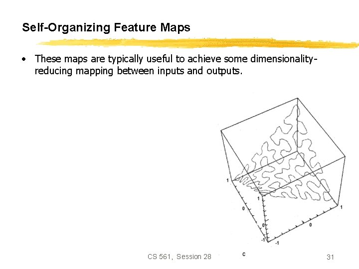 Self-Organizing Feature Maps • These maps are typically useful to achieve some dimensionalityreducing mapping
