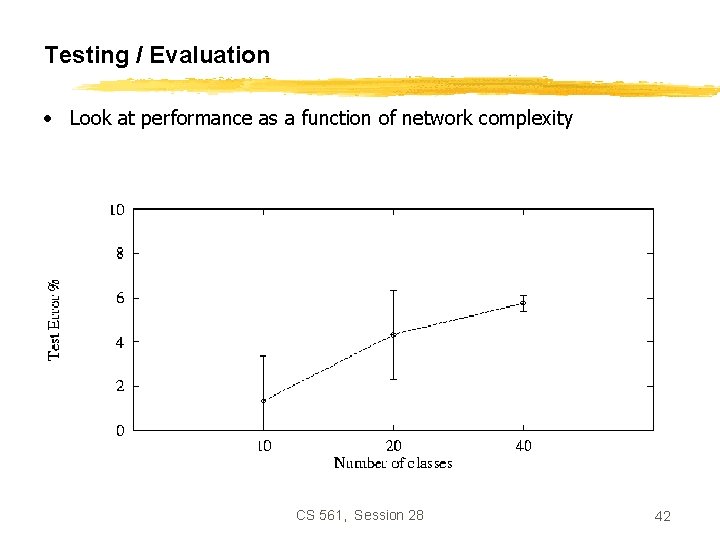 Testing / Evaluation • Look at performance as a function of network complexity CS