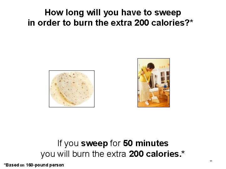 How long will you have to sweep in order to burn the extra 200