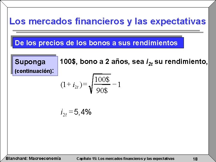 Los mercados financieros y las expectativas De los precios de los bonos a sus