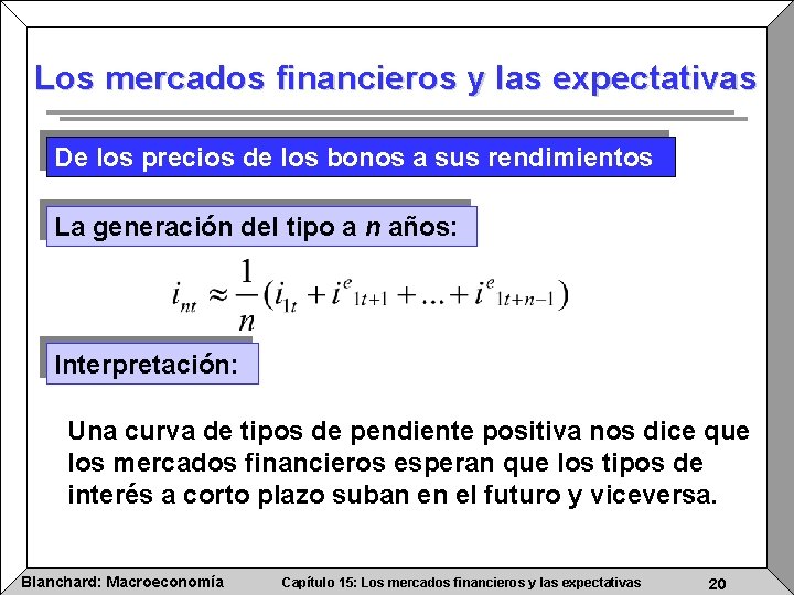 Los mercados financieros y las expectativas De los precios de los bonos a sus