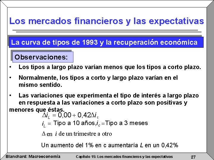 Los mercados financieros y las expectativas La curva de tipos de 1993 y la