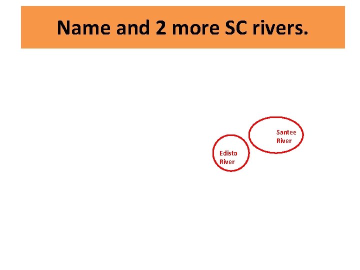 Name and 2 more SC rivers. Santee River Edisto River 