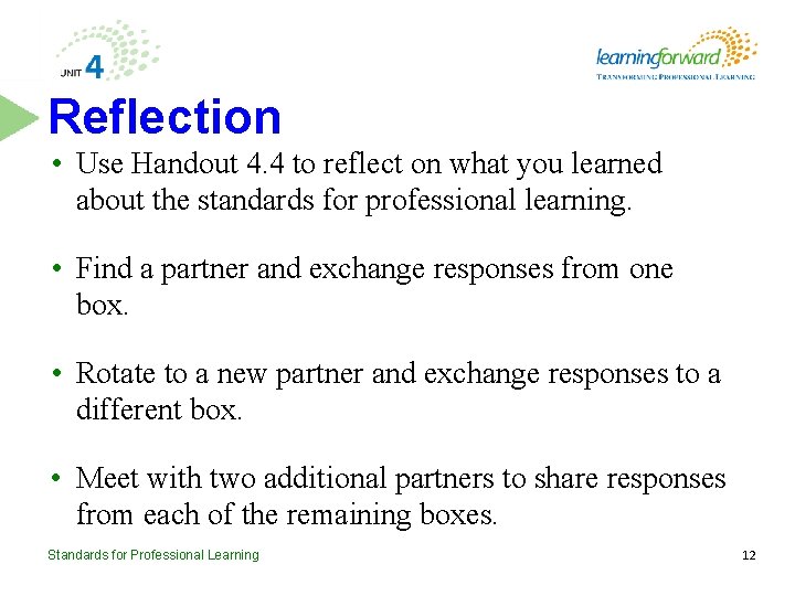Reflection • Use Handout 4. 4 to reflect on what you learned about the