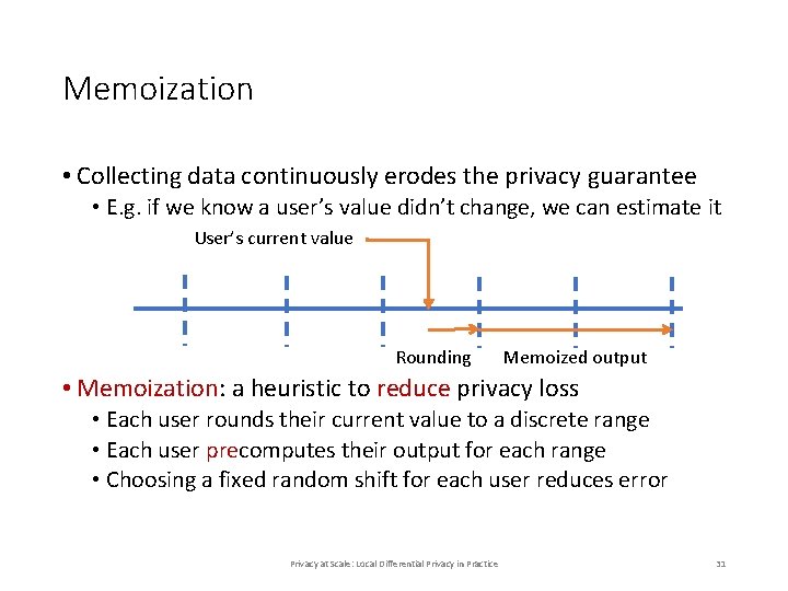 Memoization • Collecting data continuously erodes the privacy guarantee • E. g. if we Memoization • Collecting data continuously erodes the privacy guarantee • E. g. if we