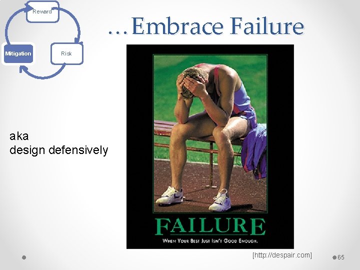 Reward Mitigation …Embrace Failure Risk aka design defensively [http: //despair. com] 65 