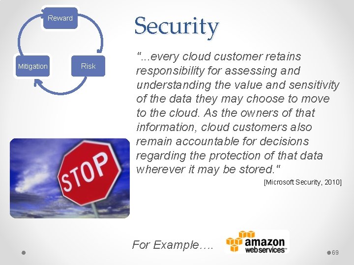 Security Reward Mitigation Risk ". . . every cloud customer retains responsibility for assessing