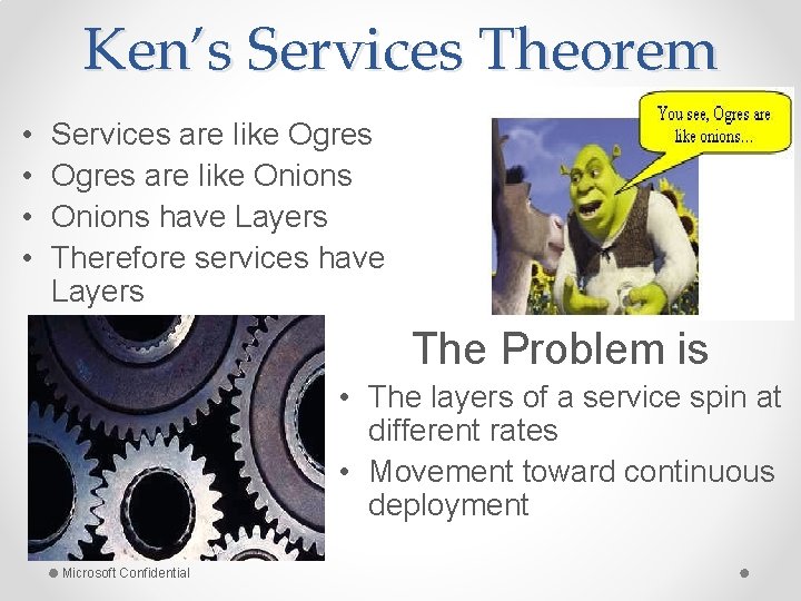 Ken’s Services Theorem • • Services are like Ogres are like Onions have Layers