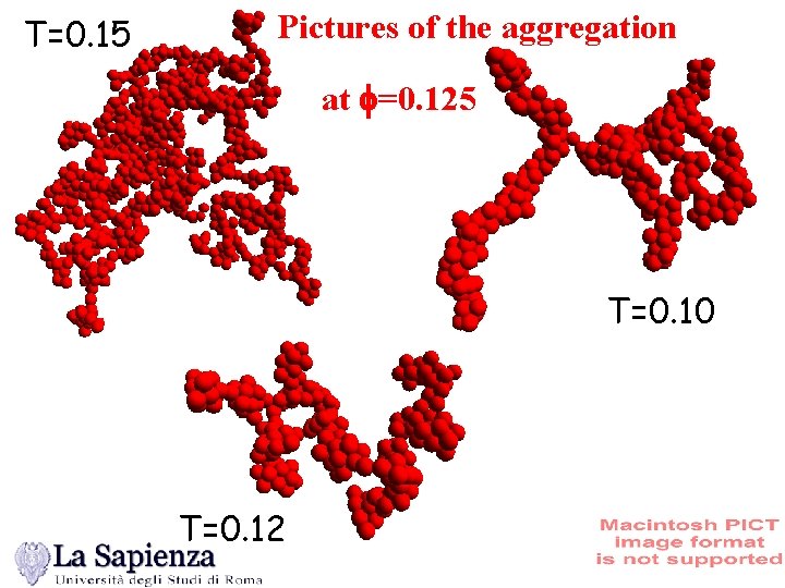 T=0. 15 Pictures of the aggregation at f=0. 125 T=0. 10 T=0. 12 