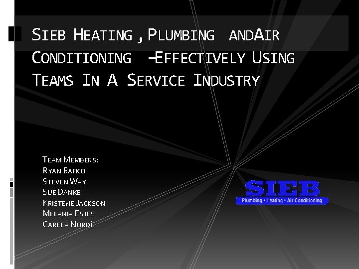 SIEB HEATING , PLUMBING ANDAIR CONDITIONING –EFFECTIVELY USING TEAMS IN A SERVICE INDUSTRY TEAM