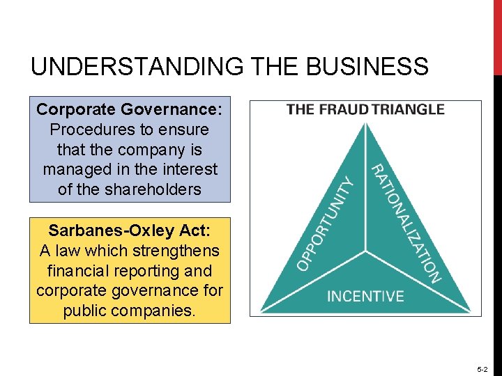 UNDERSTANDING THE BUSINESS Corporate Governance: Procedures to ensure that the company is managed in