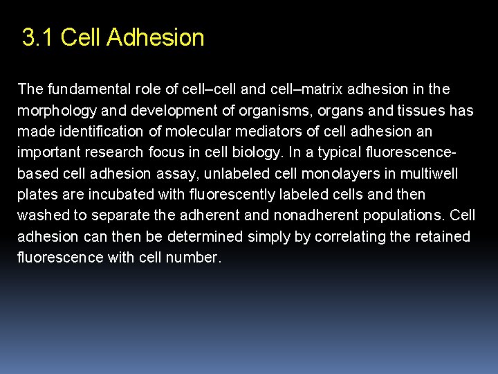 3. 1 Cell Adhesion The fundamental role of cell–cell and cell–matrix adhesion in the