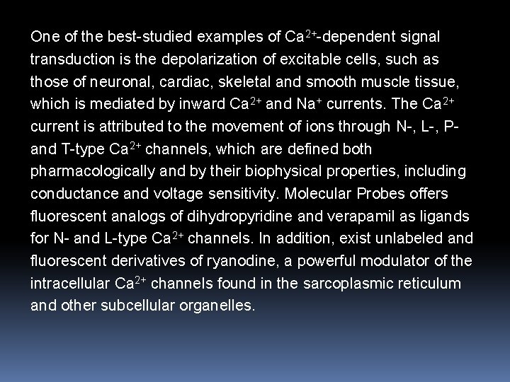 One of the best-studied examples of Ca 2+-dependent signal transduction is the depolarization of