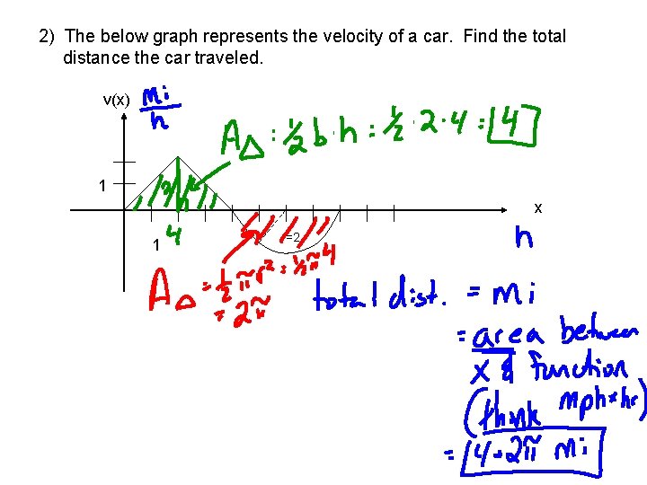 2) The below graph represents the velocity of a car. Find the total distance 2) The below graph represents the velocity of a car. Find the total distance