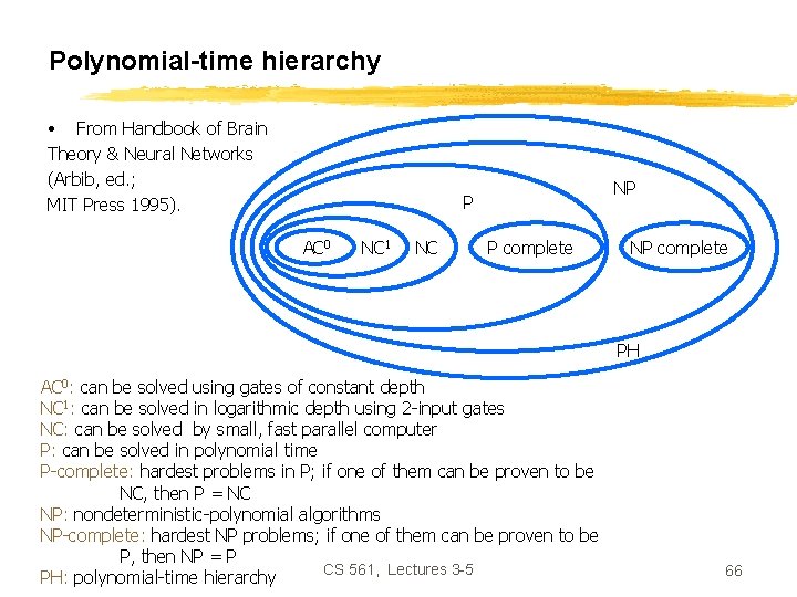 Polynomial-time hierarchy • From Handbook of Brain Theory & Neural Networks (Arbib, ed. ;