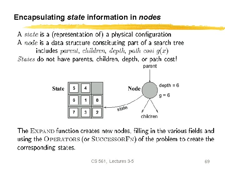Encapsulating state information in nodes CS 561, Lectures 3 -5 69 