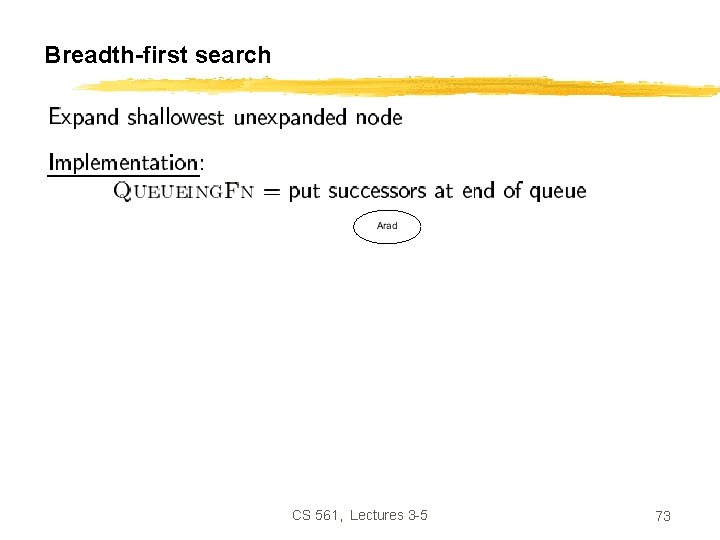 Breadth-first search CS 561, Lectures 3 -5 73 