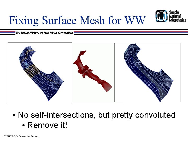 Fixing Surface Mesh for WW Technical History of Hex Mesh Generation • No self-intersections,